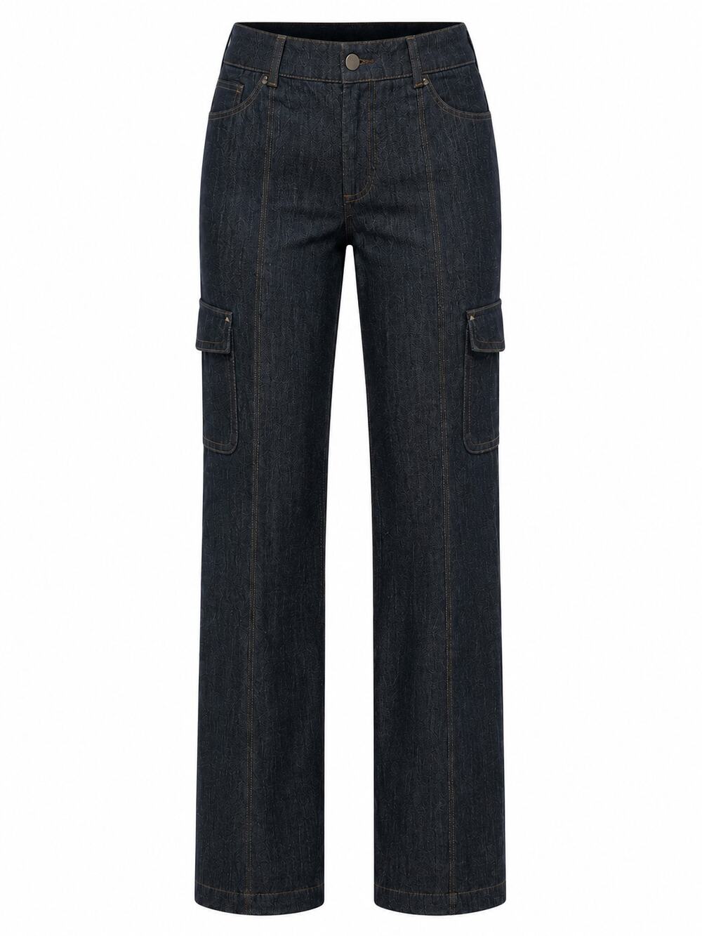 Elie Tahari Size 14 Dark Wash Straight Leg Cargo Jeans Utility Denim